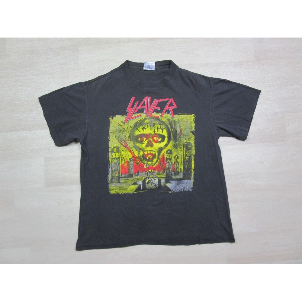 Vintage 1990 Slayer Seasons in the Abyss‎ Tour Shirt Size (L) Rock Thrash Metal